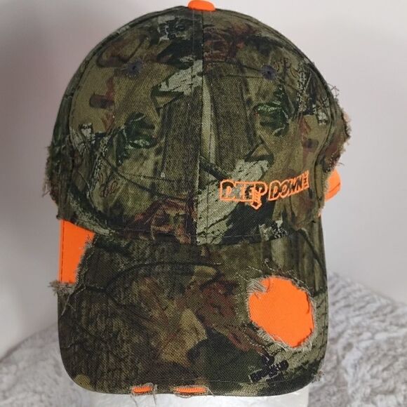 Deep Down Mossy Oak & Hunter Orange Distressed Cap - Picture 5 of 8